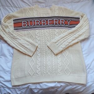 Burberry London England Men's Cable Knit Sweater Wool Blend Size LG?